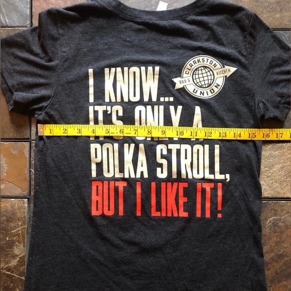 Clarkston Union Oktoberfest Ladies Large Fitted Tee Shirt Lips Piano Key Tongue - Picture 5 of 11